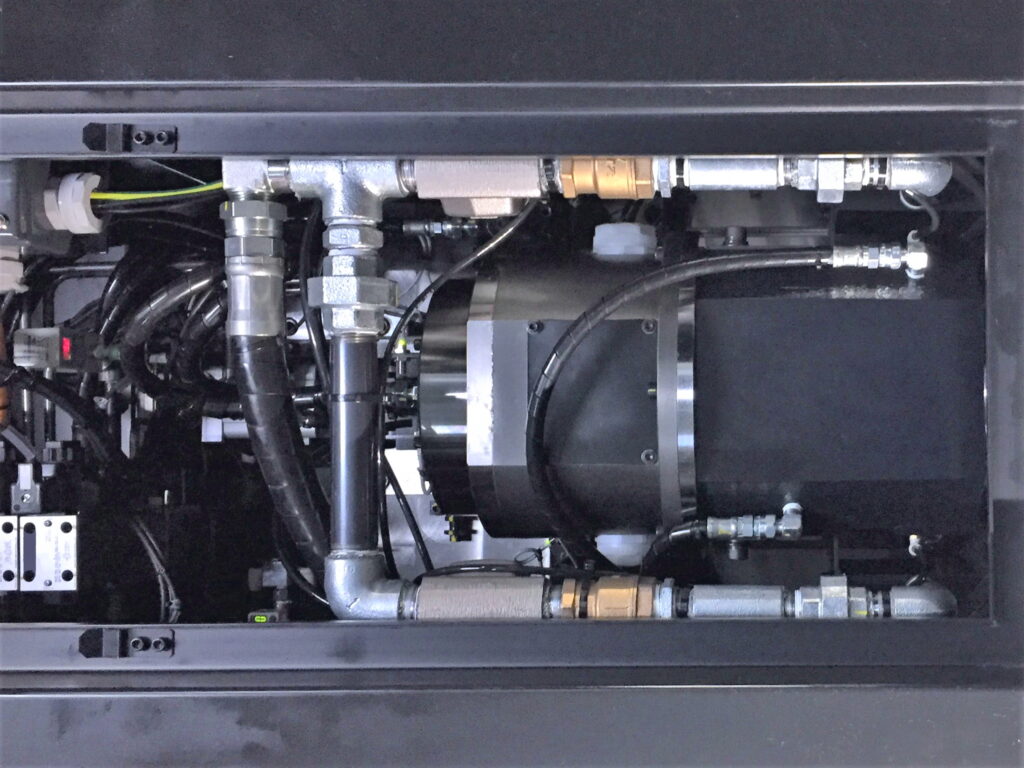 工作機械のエアー配管と配線とモーター