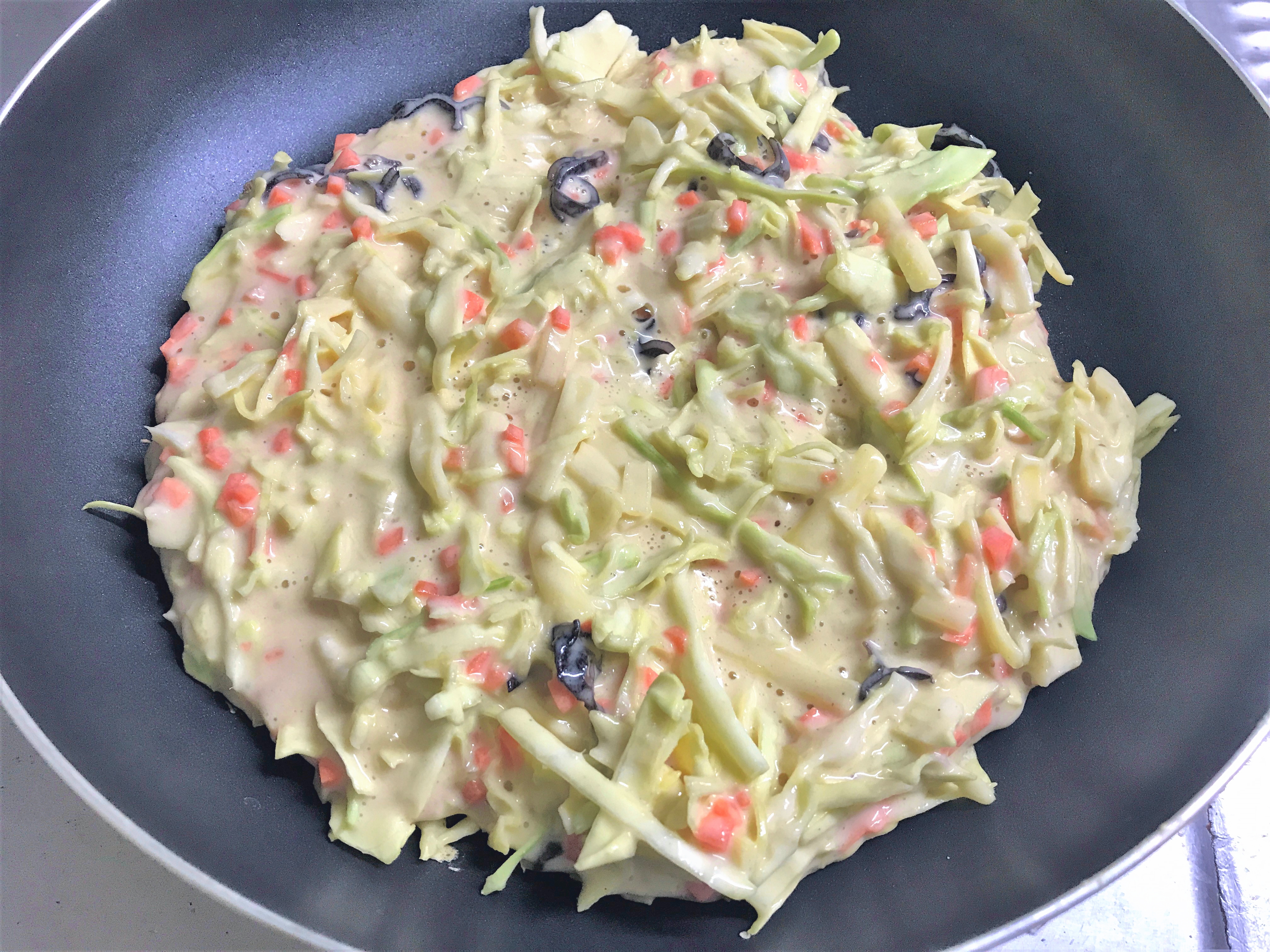 自宅で作った手作りお好み焼き