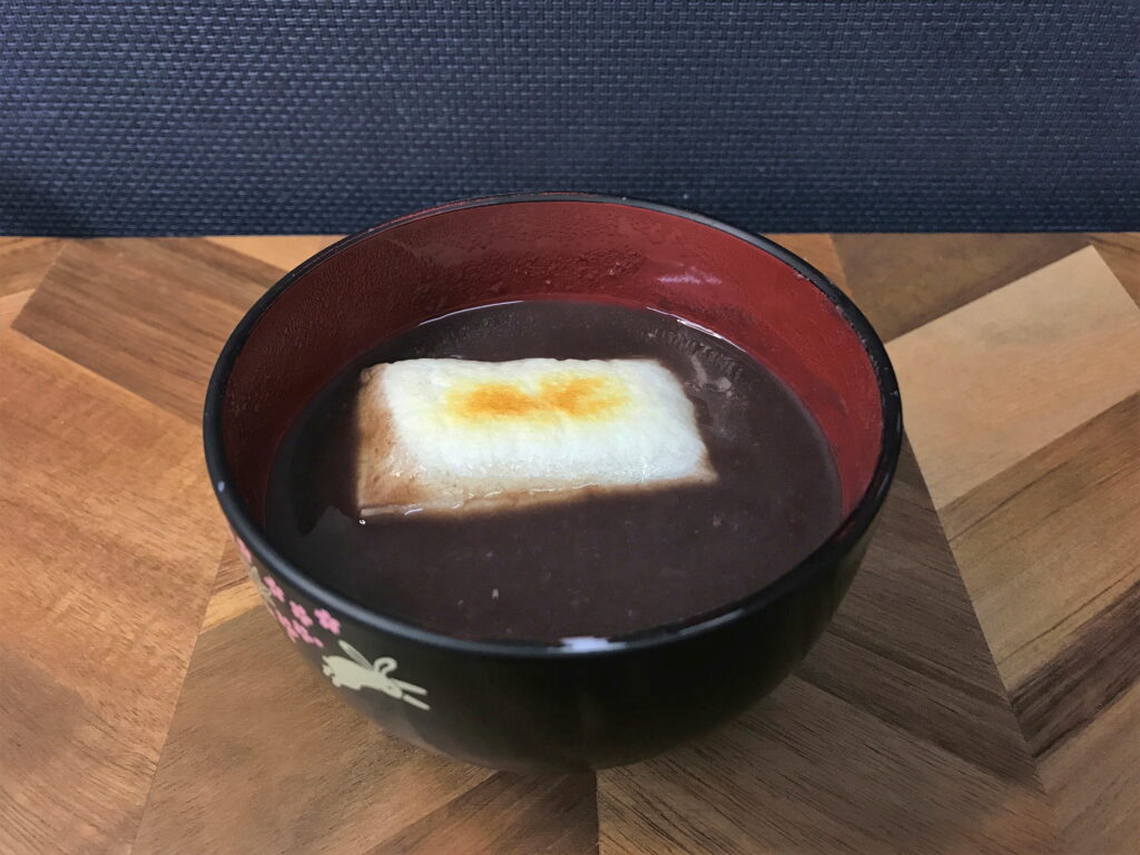 粒あんを作ったときの煮汁で作ったのおしるこ02
