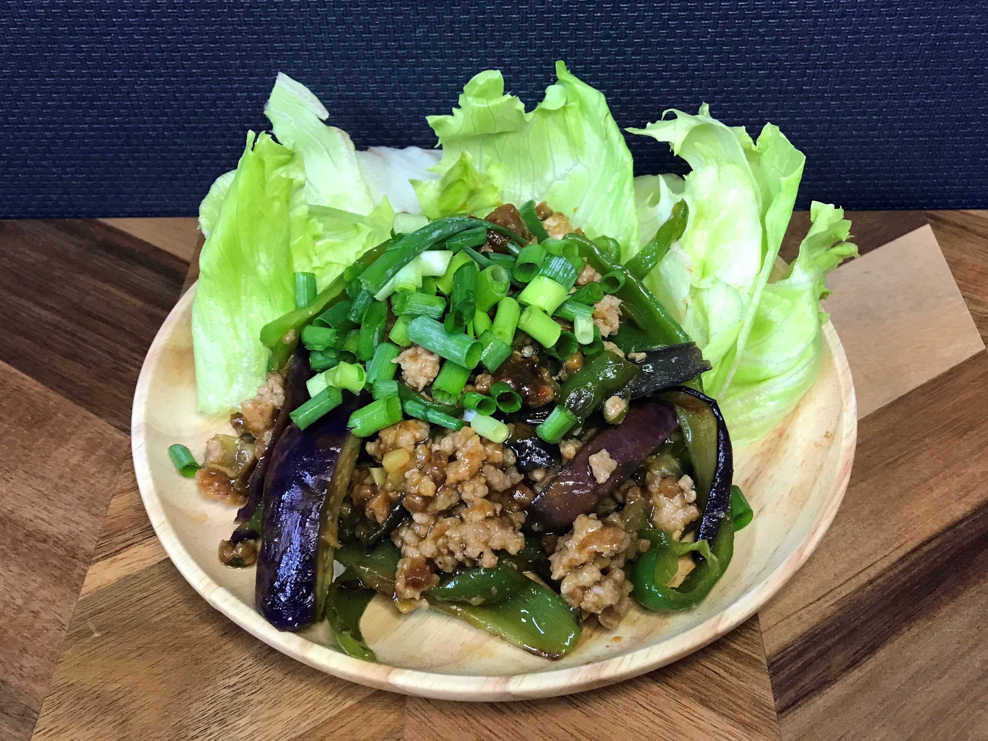 ナスとピーマンと挽肉の炒め物02