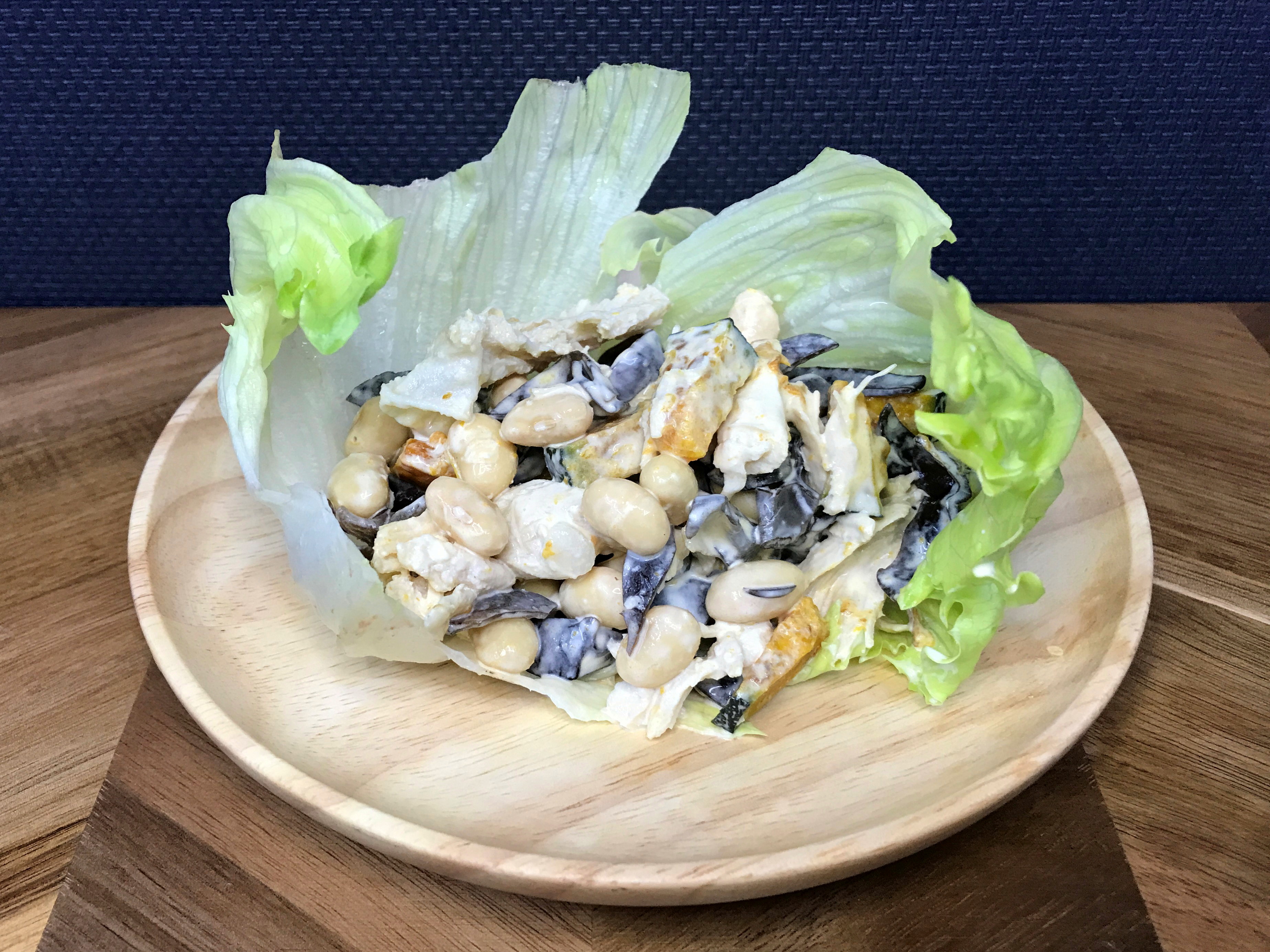 大豆とカボチャとキクラゲと鶏肉のマヨネーズ和え02