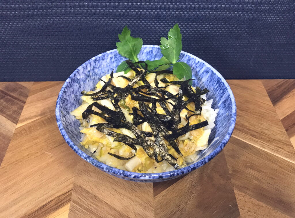 長ネギと鶏むね肉で作った親子丼02
